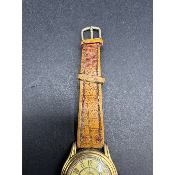 Vintage Fossil Collection Quartz Retro-Age Watch Gold Tone Brown Leather Strap main image 8